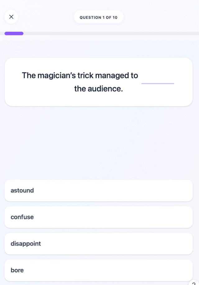 WordPara Daily Quiz screen